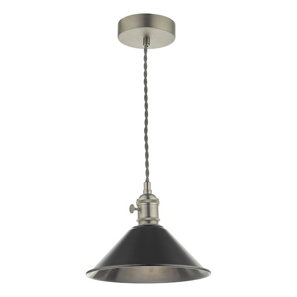 Dar Hadano Pendant Antique Chrome With Antique Pewter Shade