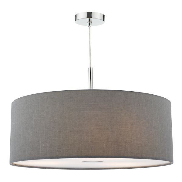 Dar Ronda 60cm 3 Light Pendant Slate Grey With diffuser