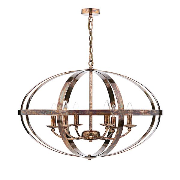 Dar Symbol 6 Light Pendant Petrol Copper