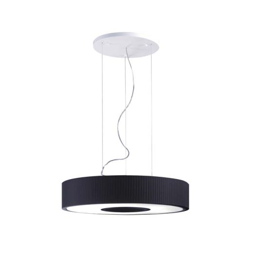 GROK Lighting - SPIN Pendant, Black Pleated Fabric Shade with Chrome trim - 00-4607-21-05