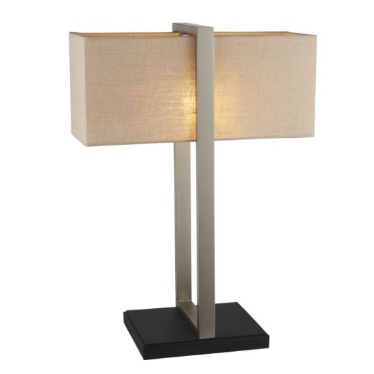 Blackstone Glowden 1 lt 500mm x 360mm x 170mm Base & Shade Table Light Finished In Satin Nickel Plate & Natural Linen