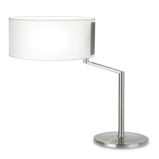 LA CREU Lighting - TWIST Table Light, Satin Nickel, White Fabric Shade - 10-2817-81-14
