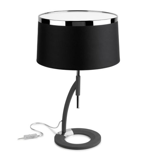 LA CREU Lighting - VIRGINIA Table Light, Chrome, Black Fabric Shade & Acrylic Diffuser - 10-4339-21-05