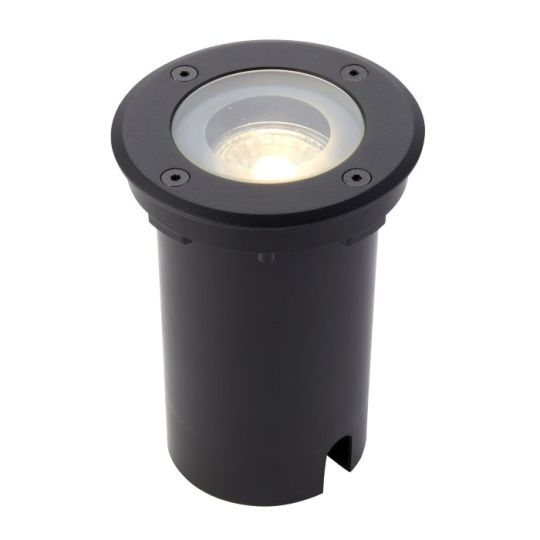 Saxby Pillar Round Black Ip65 50W in Clear Glass & Matt Black Paint