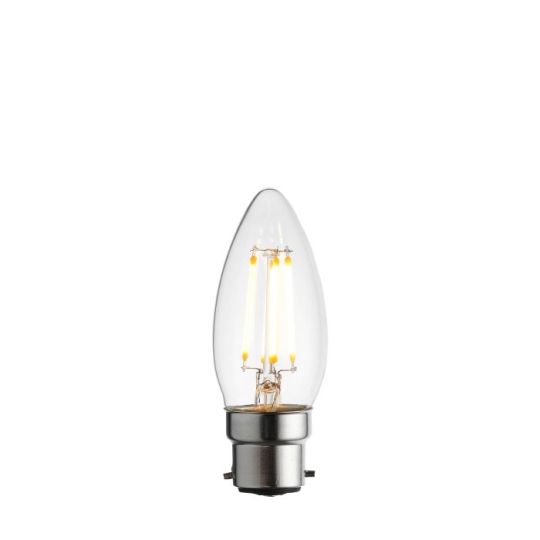 Endon B22 LED filament candle Dimmable in Clear Glass