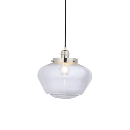 Blackstone Tempest 1 lt 450-1520mm x 300mm Single Pendant Light Finished In Bright Nickel Plate & Clear Glass