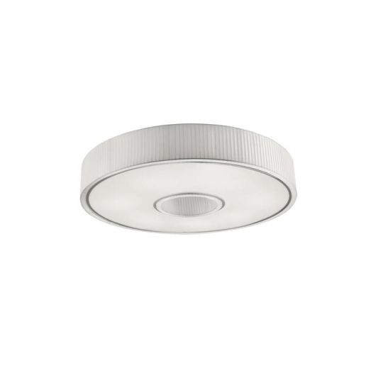 GROK Lighting - SPIN Ceiling Light, White Pleated Fabric Shade with Chrome trim - 15-4601-21-14