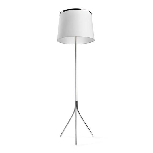 GROK Lighting - LEILA Floor Lamp, Aluminium with Chrome, Optic Glass, White Shade - 25-2407-AG-14