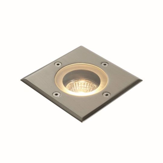 Saxby Pillar Square Ip65 50W in Polished Stainless Steel & Clear Glass
