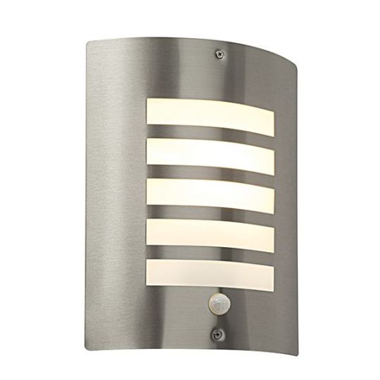 Saxby Bianco Pir 1Lt Wall Ip44 60W in Brushed Stainless Steel & Opal Pc