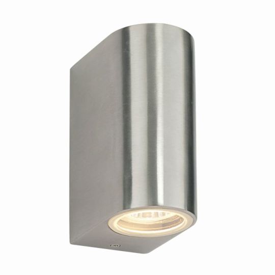 Saxby Doron 2Lt Wall Ip44 35W in Brushed Alloy & Clear Glass