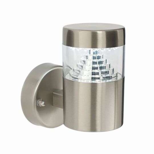 Saxby Pyramid Wall Ip44 3.3W in Brushed Stainless Steel & Clear Pc