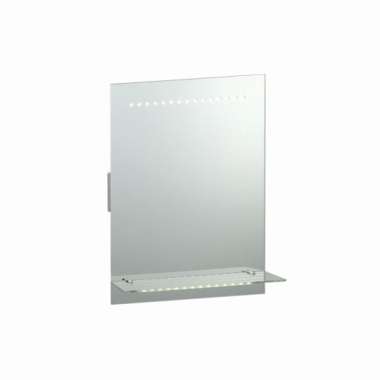 Saxby Omega Shaver Mirror Ip44 1.5W in Mirrored Glass & Matt Silver Effect Paint