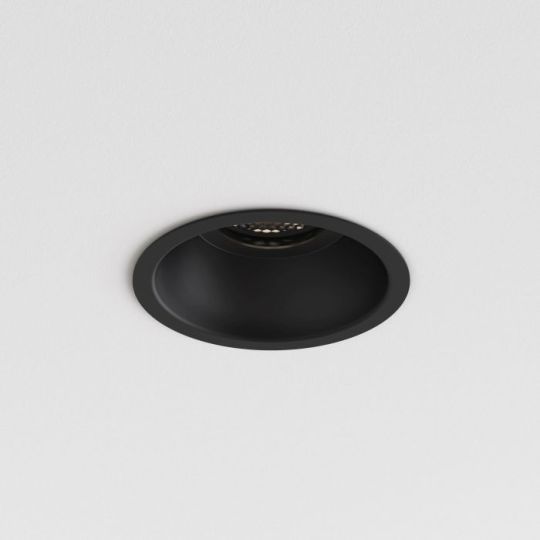 Astro Minima Slimline Round Fixed Fire-Rated IP65 Bathroom Downlight in Matt Black