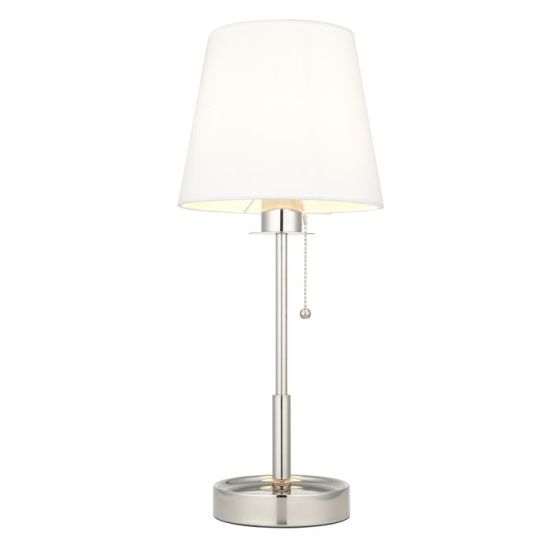 Blackstone Solarae 1 lt 497mm x 210mm Base & Shade Table Light Finished In Bright Nickel Plate & Vintage White Fabric
