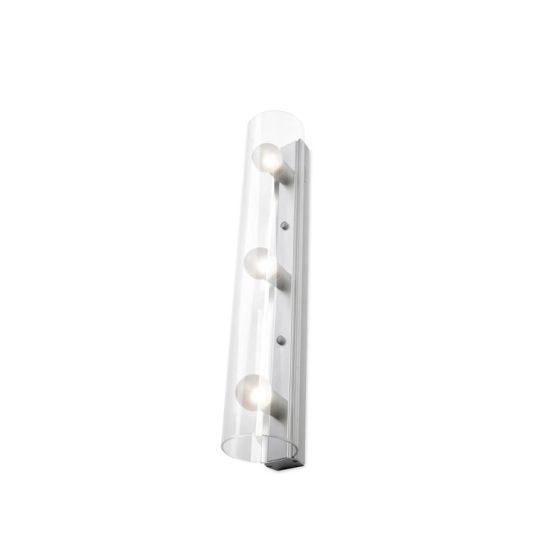 LA CREU Lighting - MAKE UP Wall Light, Satin Aluminium, Transparent & Satinised Tempered Glass - 488-AL
