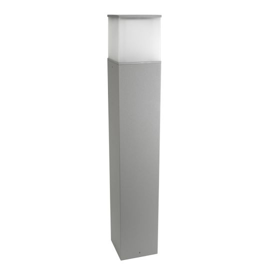 LEDS C4 Lighting - Cubik Bollard, Light Grey, Extruded Aluminium, Matt Polycarbonate Diffuser - 55-9549-34-M3