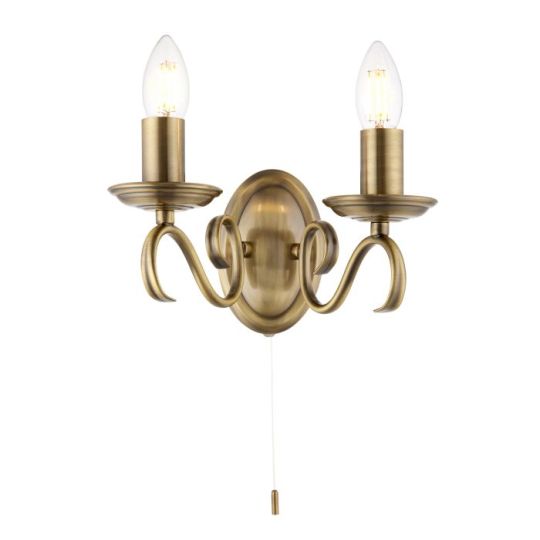 Endon Bernice 2lt Wall in Antique Brass Plate