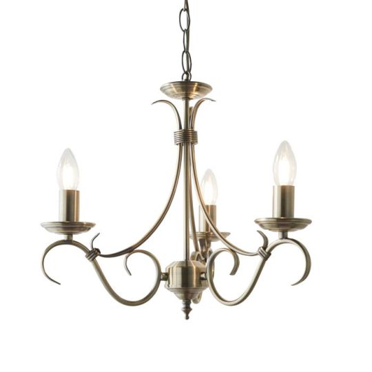 Endon Bernice 3lt Pendant in Antique Brass Plate