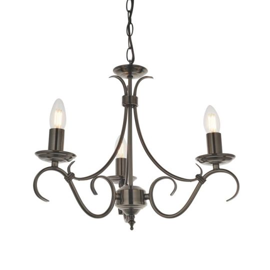 Endon Bernice 3lt Pendant in Antique Silver Effect Plate