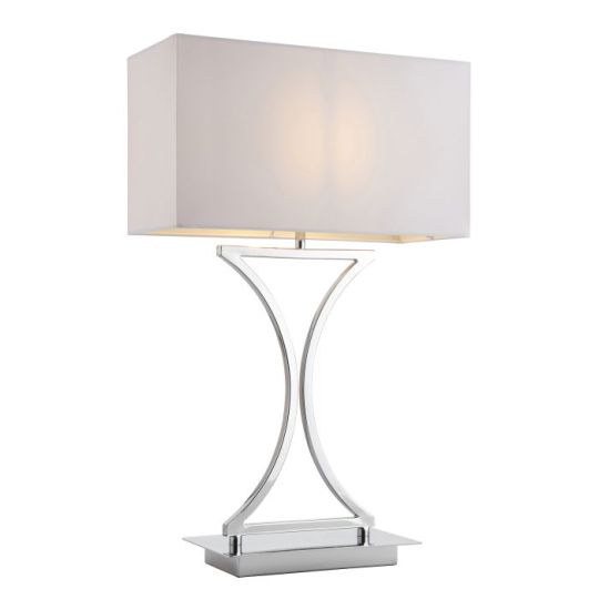 Endon Epalle 1lt Table in Chrome Plate & White Fabric