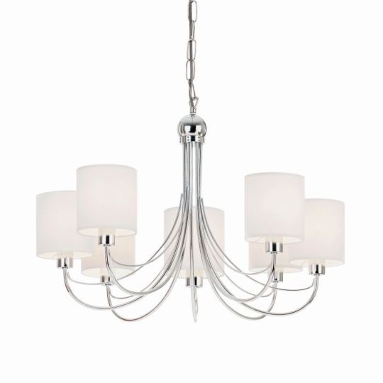 Endon Phantom 7lt Pendant in Chrome Plate & White Fabric