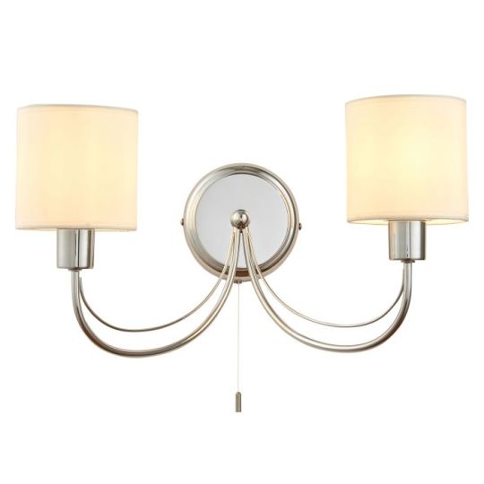 Endon Phantom 2lt Wall in Chrome Plate & White Fabric