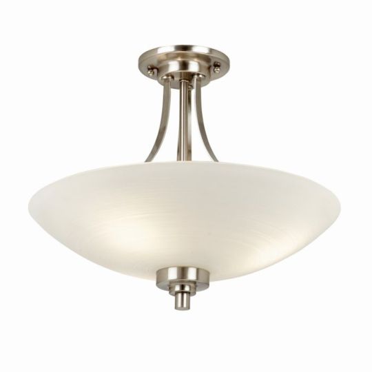 Endon Welles 3lt Flush in Satin Chrome Plate & White Glass