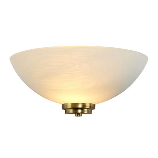 Endon Welles 1lt Wall in Antique Brass Plate & White Glass