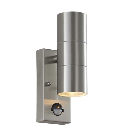 Endon Canon PIR 2lt Wall in Polished Stainless Steel & Clear Glass