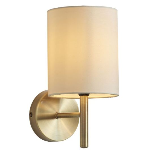 Endon Brio 1lt Wall in Antique Brass Plate & Cream Fabric