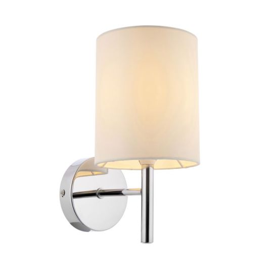 Endon Brio 1lt Wall in Chrome Plate & Vintage White Fabric