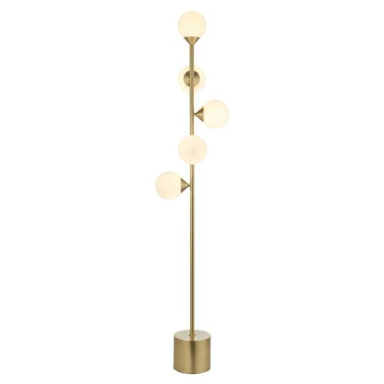Blackstone Prismique 5 lt 1515mm x 310mm Complete Floor Light Finished In Satin Brass Plate & Gloss White Glass