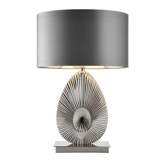 Endon Simeto 1lt Table in Polished Nickel Plate & Grey Fabric