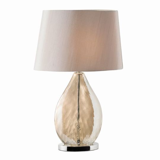 Endon Kew 1lt Table in Gold Tinted Glass & Mink Fabric