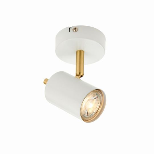 Endon Gull 1lt Spot in Matt White Paint & Satin Brass Plate