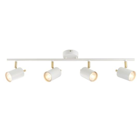 Endon Gull 4lt Spot in Matt White Paint & Satin Brass Plate