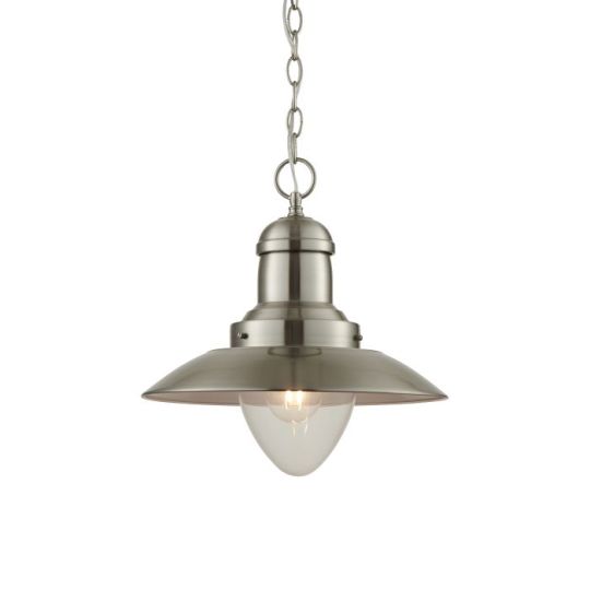 Endon Mendip 1lt Pendant in Satin Nickel Plate & Clear Glass