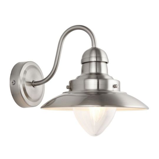 Endon Mendip 1lt Wall in Satin Nickel Plate & Clear Glass