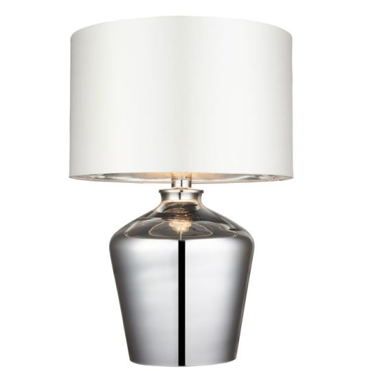Endon Waldorf 1lt Table in Chrome Glass & Ivory Fabric