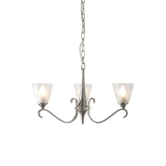 Interiors 1900 Columbia Nickel 3Lt Pendant in Polished Nickel Plate With Clear & Frosted Glass