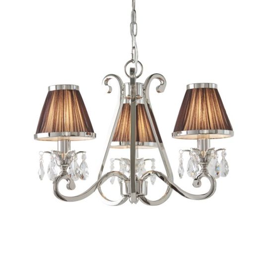 Interiors 1900 Oksana Nickel 3Lt Pendant in Polished Nickel Plate & Clear Crystal