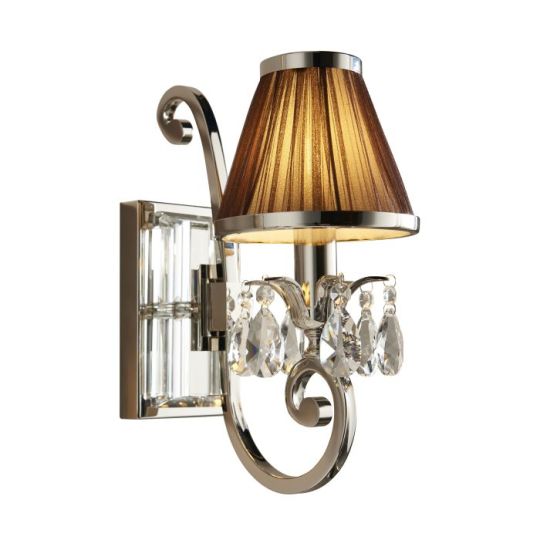 Interiors 1900 Oksana Nickel 1Lt Wall in Polished Nickel Plate & Clear Crystal