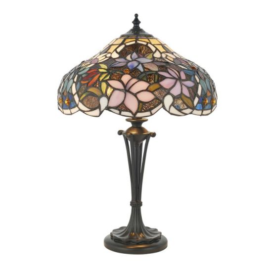 Tiffany Sullivan 2Lt Table in Tiffany Glass & Dark Bronze Finish With Highlights