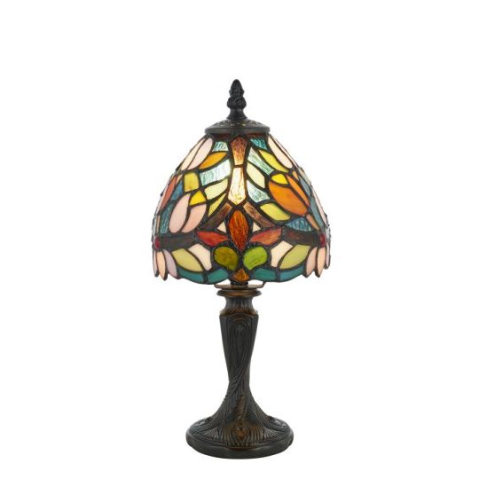 Tiffany Sylvette 1Lt Table in Tiffany Glass & Dark Bronze Finish With Highlights