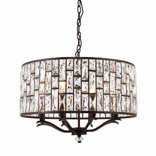 Endon Belle 8lt Pendant in Dark Bronze Paint & Clear Crystal