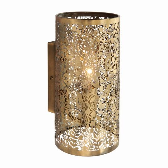 Endon Secret garden 1lt Wall in Antique Brass Plate