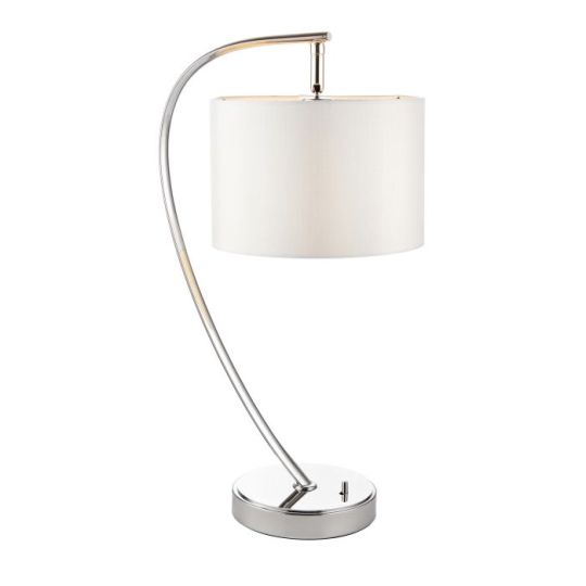 Endon Josephine 1lt Table in Bright Nickel Plate & Vintage White Fabric