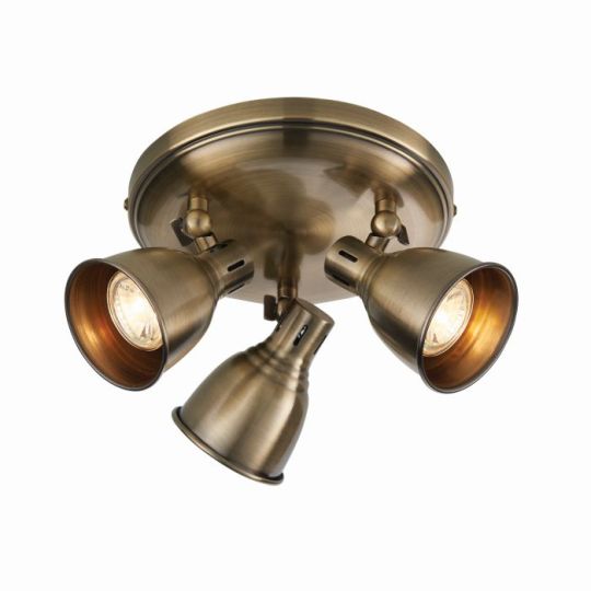 Endon Westbury 3lt Spot in Antique Brass Plate