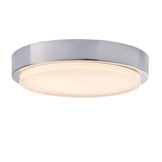 Endon Collection Alta Chrome Plate & White Glass 1 Light Bathroom Flush Light 76294